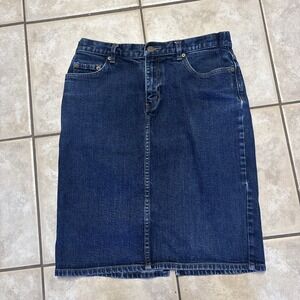 LRL Lauren Jeans Co Ralph Lauren Womens Blue Jean Skirt Size 8 Leather Tag